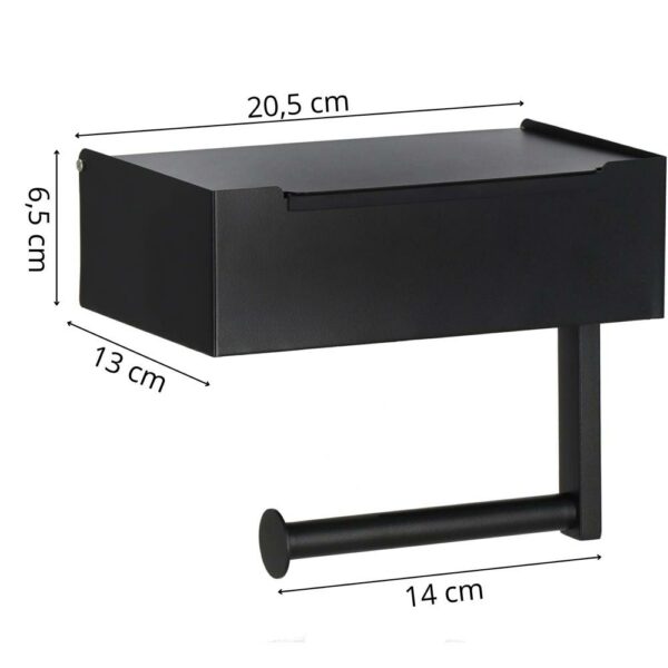 Acél WC papír tartó tároló fiókkal, rögzítő rendszerrel, 22cm, fekete bézs - Image 22