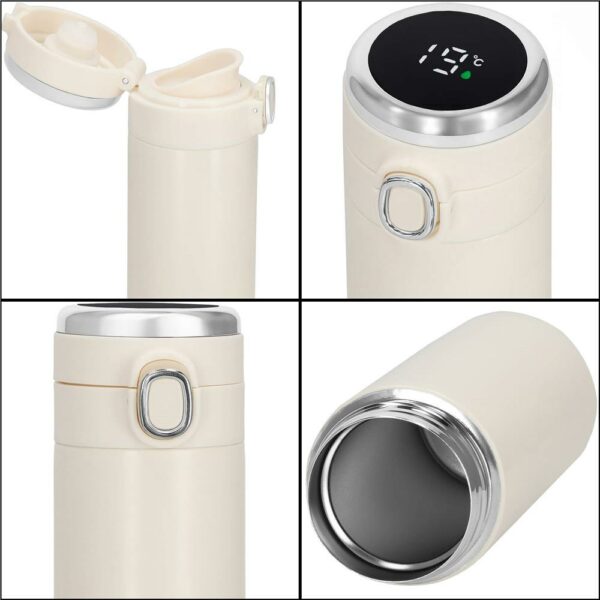Okos termosz bögre, rozsdamentes acél, LED kijelző, hőmérséklet kijelző, 420ml, 20cm, krém - Image 24