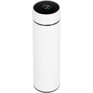 Okos termosz bögre, rozsdamentes acél, LED kijelző, hőmérséklet kijelző, 500ml, 23cm, fehér