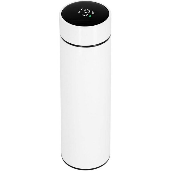Okos termosz bögre, rozsdamentes acél, LED kijelző, hőmérséklet kijelző, 500ml, 23cm, fehér