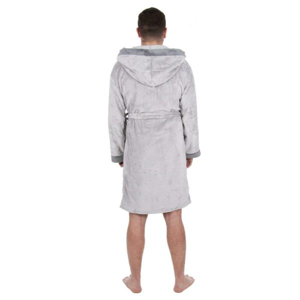 Térdig érő férfi fürdőköpeny, nagy kapucni, M/L méret, szürke - Image 24