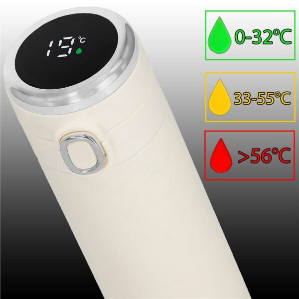 Okos termosz bögre, rozsdamentes acél, LED kijelző, hőmérséklet kijelző, 420ml, 20cm, krém - Image 25