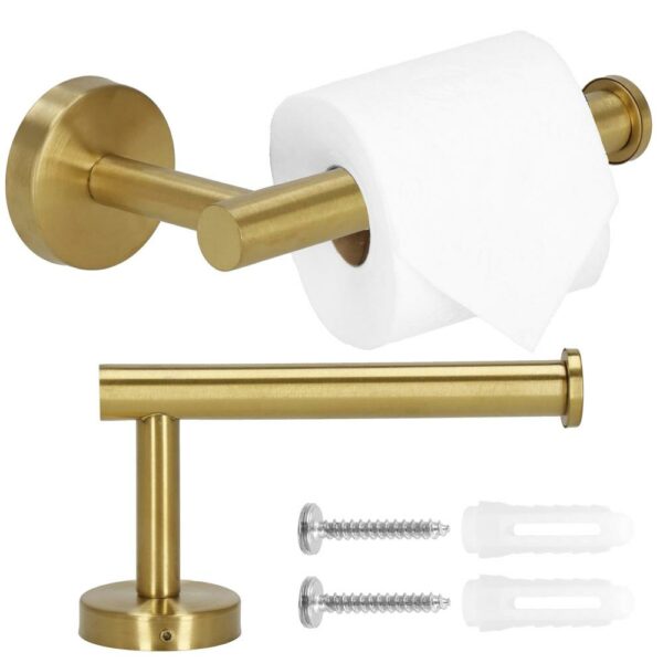 Acél wc papír tartó, rögzítő rendszerrel, 16cm, gyöngyház arany - Image 4