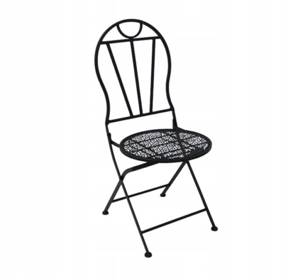 Set mobilier gradina metalic Elba, 2 scaune pliabile, 1 masa, negru - Image 4