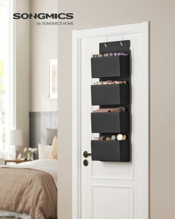 SONGMICS Organizator de depozitare pentru usa sau dulap, 4 buzunare, 12x34x100cm, negru - Image 3
