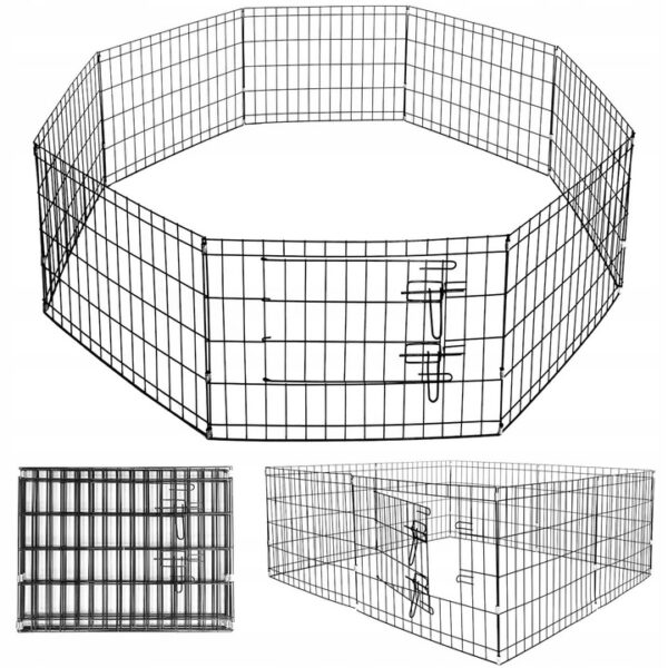 Konfigurálható fém kisállat karám, ajtóval, XL, 120x120x47cm, fekete - Image 3