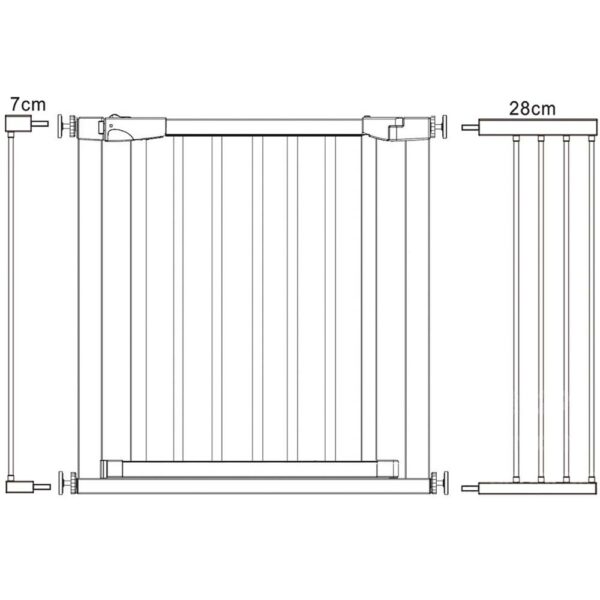Biztonsági kapu lépcsőhöz, állítható, fa acél szerkezettel, 110-117cm, fekete barna - Image 3