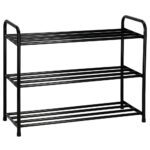 Fém cipőtartó, 3 szintes, 62x26x66cm, fekete