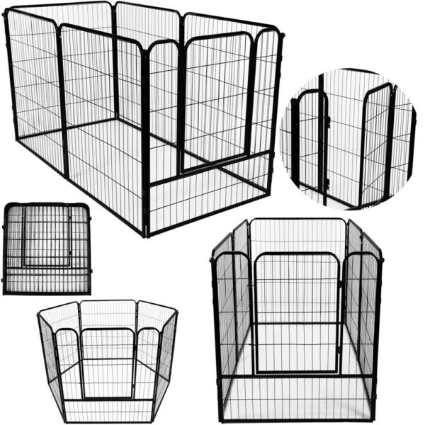 Tarc pentru animale de companie, din fier, forma configurabila, cu usa de acces, 4XL, 184x100x93cm, negru - Image 4