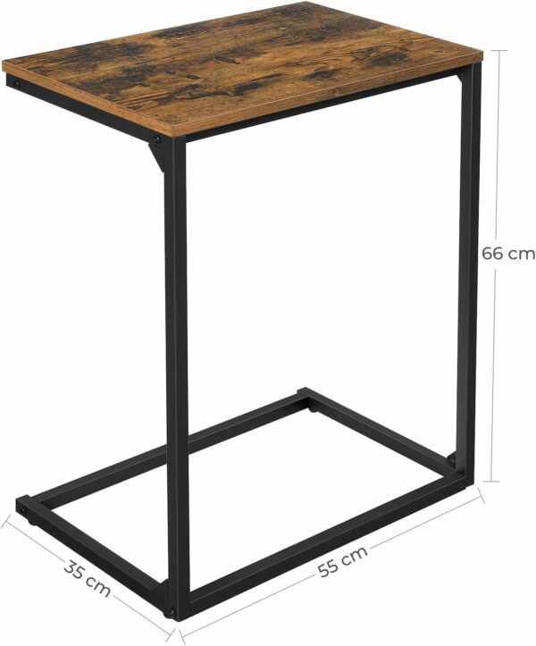 VASAGLE Oldalasztal laptophoz vagy étkezőasztalhoz, ipari stílusú, 55x35x66cm, rusztikus barna és fekete - Image 3