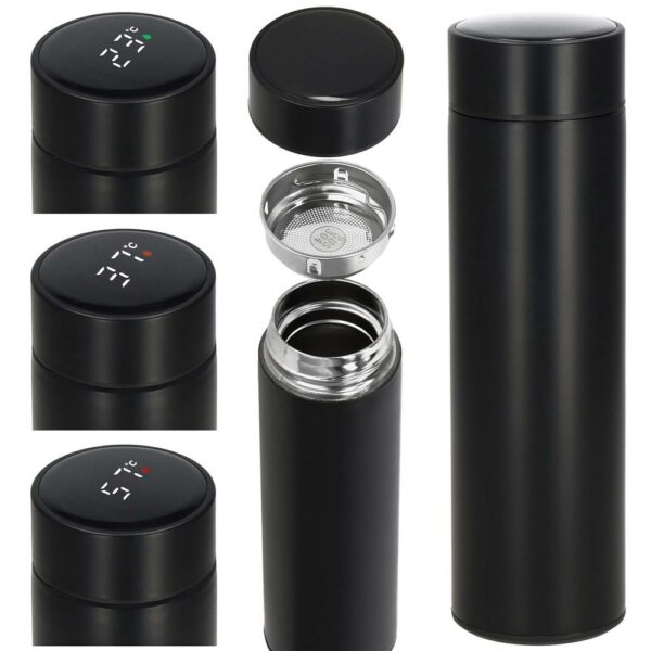 Okos termosz bögre, rozsdamentes acél, LED kijelző, hőmérséklet kijelző, 500ml, 23cm, fekete - Image 4