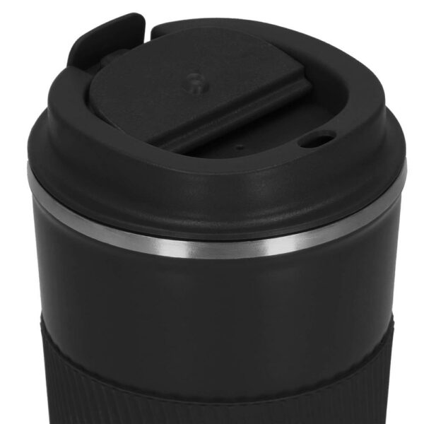 Termosz utazóbögre, dupla szigetelésű rozsdamentes acél fal, 500ml, 9x16,5cm, fekete - Image 3