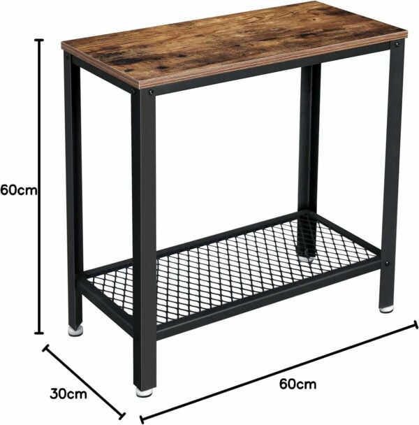 VASAGLE Masa de cafea laterala, cu 2 nivele, cadru din otel, 60x30x60cm, maro rustic - Image 11
