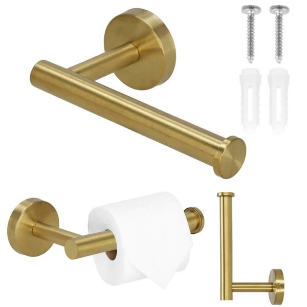 Acél wc papír tartó, rögzítő rendszerrel, 16cm, gyöngyház arany - Image 5