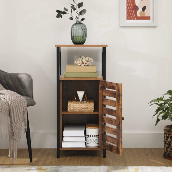 VASAGLE Dulap de depozitare tip noptiera, pentru dormitor sau living, stil industrial, 37x30x81cm, maro rustic - Image 3