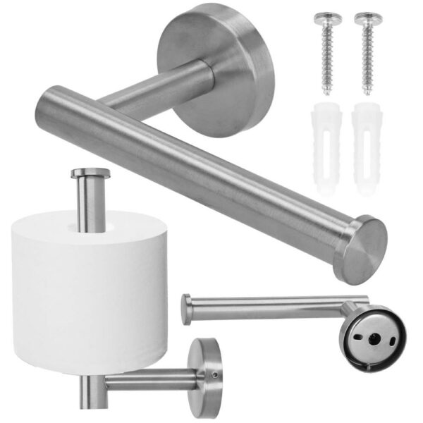 Acél wc papír tartó, rögzítő rendszerrel, 16cm, fényes ezüst - Image 5