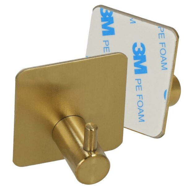 Set 4 agatatori tip cuier pentru baie, sistem fixare inclus, aluminiu, auriu - Image 4