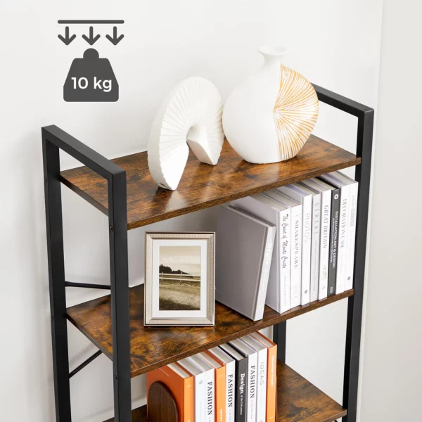 VASAGLE Biblioteca cu cadru otel si 6 polite, stil industrial, 66x30x186cm, maro rustic si negru - Image 5