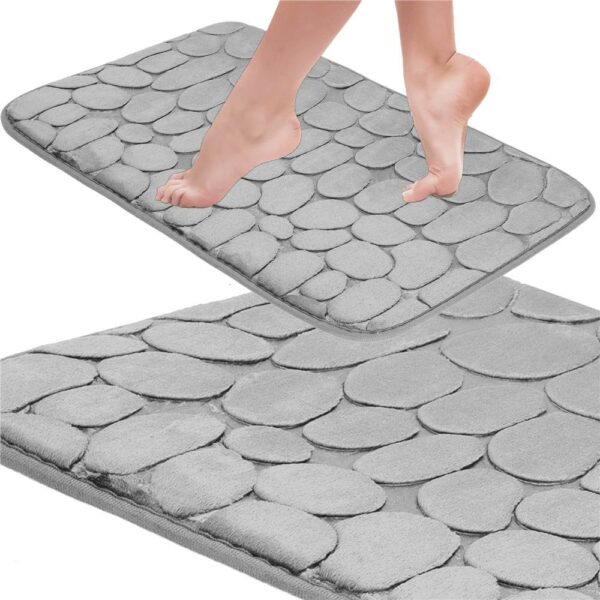 Covoras de baie antiderapant cu uscare rapida, 80x50 cm, gri - Image 5