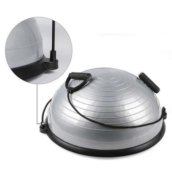 Fitness egyensúlyabda, szalagokkal és pumpával, 200 kg, 57x25 cm, szürke - Image 4