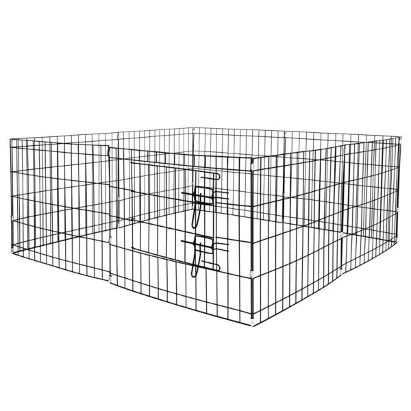 Konfigurálható fém kisállat karám, ajtóval, 3XL, 155x155x61cm, fekete