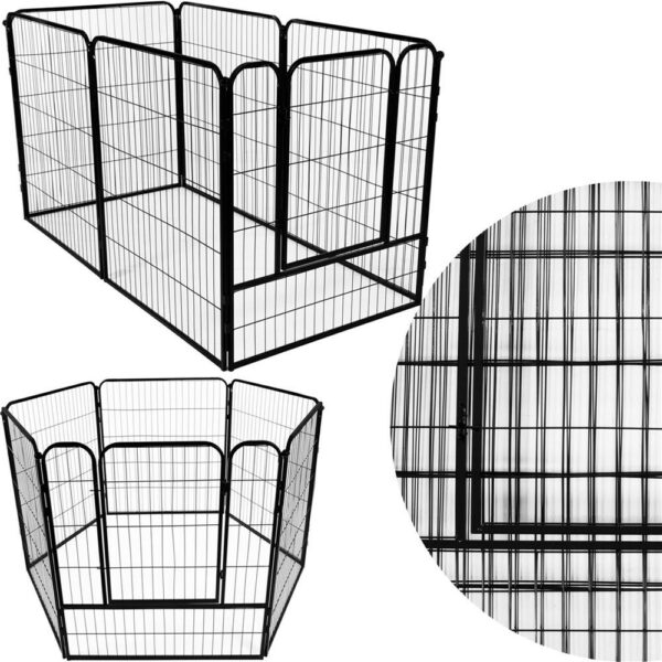 Tarc pentru animale de companie, din fier, forma configurabila, cu usa de acces, 4XL, 184x100x93cm, negru - Image 5
