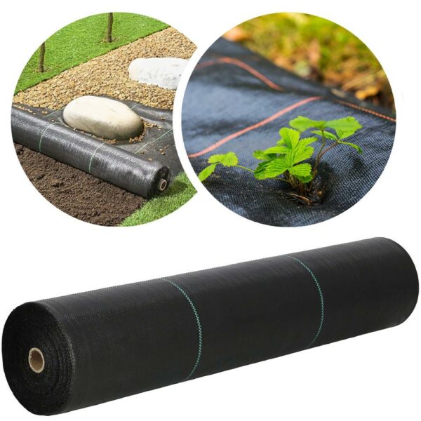 Agrotextil, mulcsozás, gyomirtó, UV szűrő, 50 x 1,1 méter, 90g/m2, fekete - Image 5