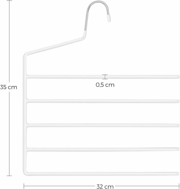 SONGMICS 4 db nadrágakasztó készlet, csúszásgátló, akasztónként 5 pár kapacitás, 32 cm, fehér - Image 5