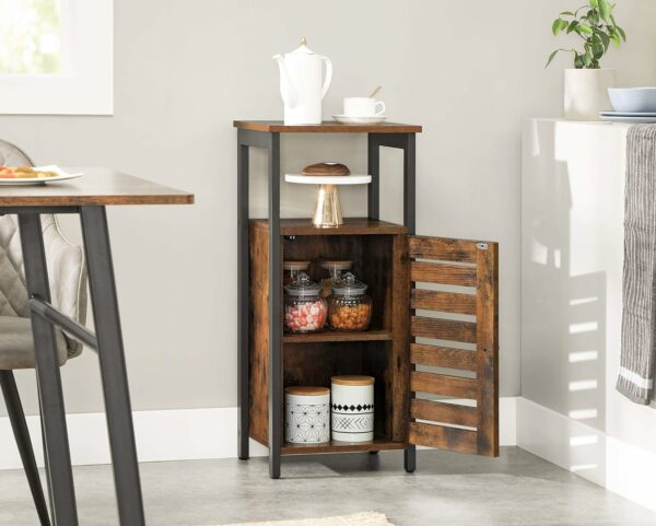 VASAGLE Dulap de depozitare tip noptiera, pentru dormitor sau living, stil industrial, 37x30x81cm, maro rustic - Image 4