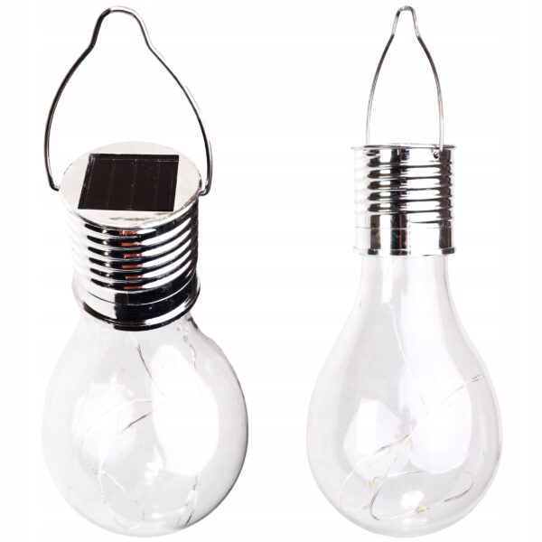 LED napelemes lámpa, klasszikus izzós modell, IP44 kültéri használatra, 7,5cm, meleg fény - Image 4