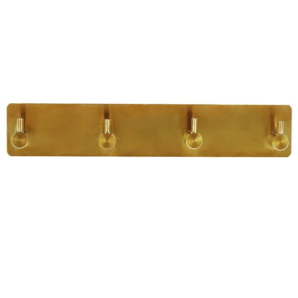Fürdőszoba törölközőtartó, fúrás nélkül rögzíthető, acél, 4 akasztó, 24x4,5 cm, arany - Image 5