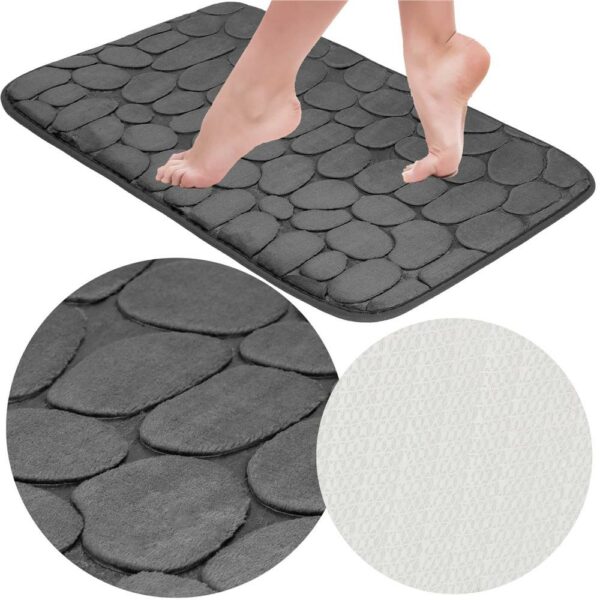 Covoras de baie antiderapant cu uscare rapida, 60x40 cm, gri inchis - Image 6