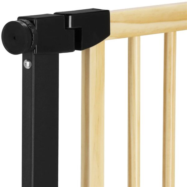 Biztonsági kapu lépcsőhöz, állítható, fa acél szerkezettel, 110-117cm, fekete barna - Image 5