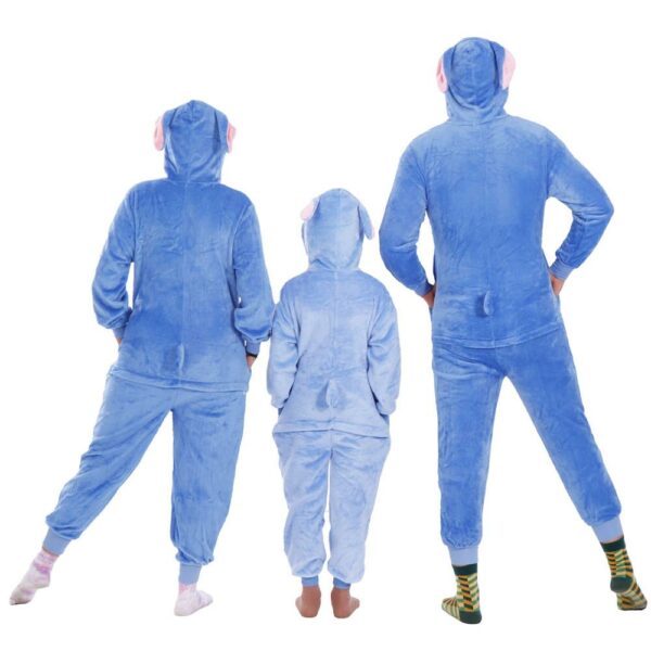 Pijama tip salopeta pentru adulti, model Stitch, marime S - Image 6