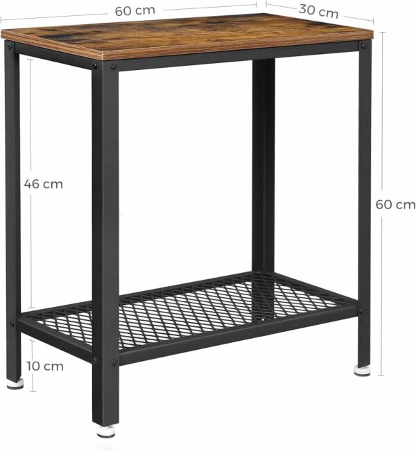 VASAGLE Masa de cafea laterala, cu 2 nivele, cadru din otel, 60x30x60cm, maro rustic - Image 9