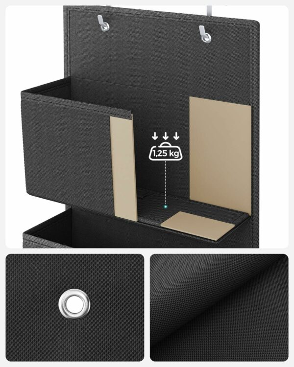 SONGMICS Organizator de depozitare pentru usa sau dulap, 4 buzunare, 12x34x100cm, negru - Image 6