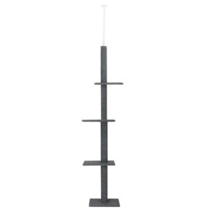 Ansamblu de joaca pentru pisici, tip stalp de catarat pana la tavan, inaltime reglabila 246 - 286 cm, gri