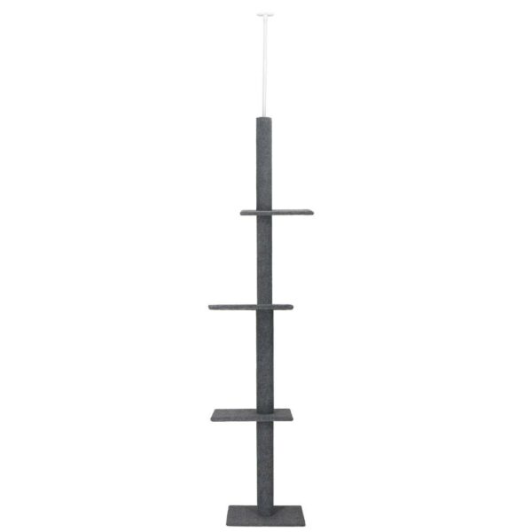 Ansamblu de joaca pentru pisici, tip stalp de catarat pana la tavan, inaltime reglabila 246 - 286 cm, gri