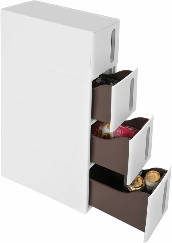 SONGMICS Gurulós tárolókocsi, konyhába vagy fürdőszobába, műanyag, 4 szintes, 45x17x84cm, fehér - Image 7