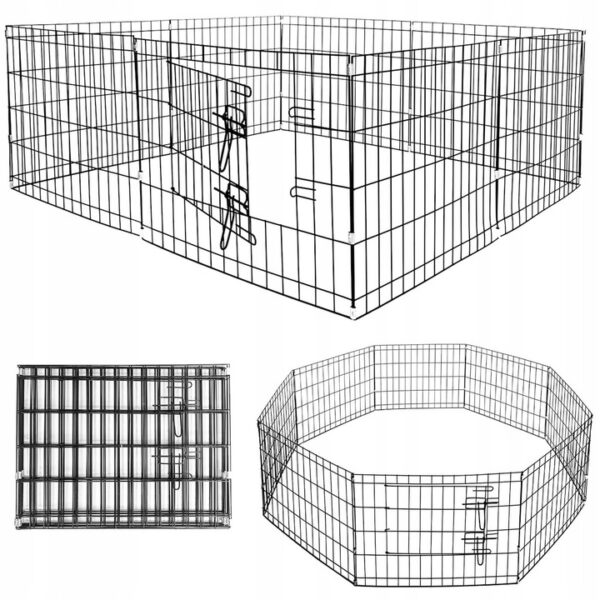 Konfigurálható fém kisállat karám, ajtóval, XL, 120x120x47cm, fekete - Image 7