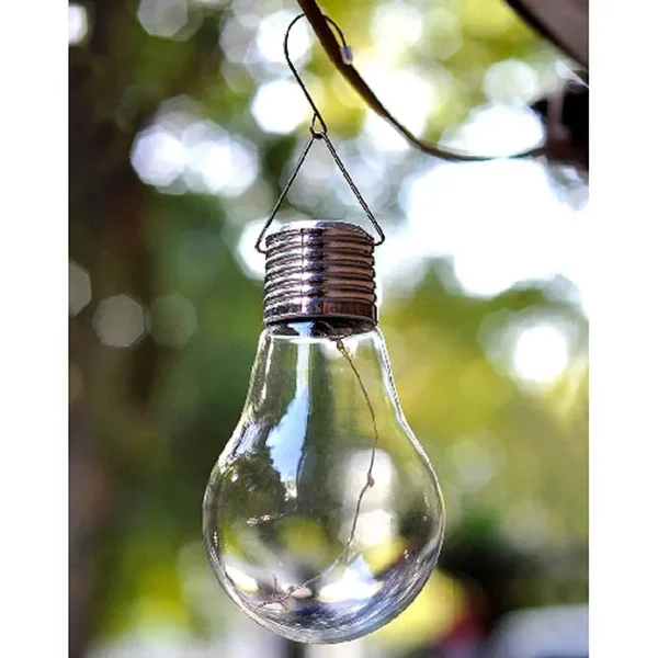 LED napelemes lámpa, klasszikus izzós modell, IP44 kültéri használatra, 7,5cm, meleg fény - Image 6