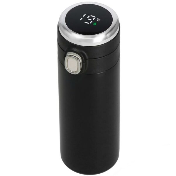 Cana termos Smart, inox, display LED, afisare temperatura, 420ml, 20cm, negru