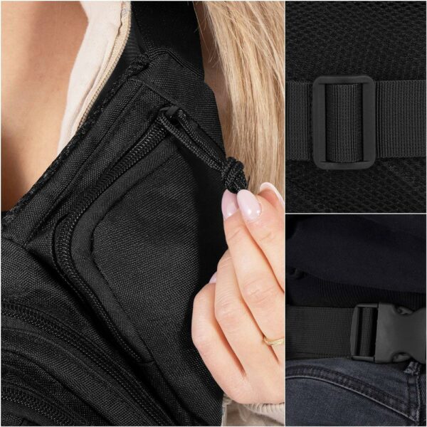 Borseta incapatoare pentru umar sau brau, impermeabila, unisex, 43x15cm, negru - Image 7