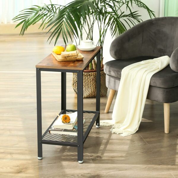 VASAGLE Masa de cafea laterala, cu 2 nivele, cadru din otel, 60x30x60cm, maro rustic - Image 7