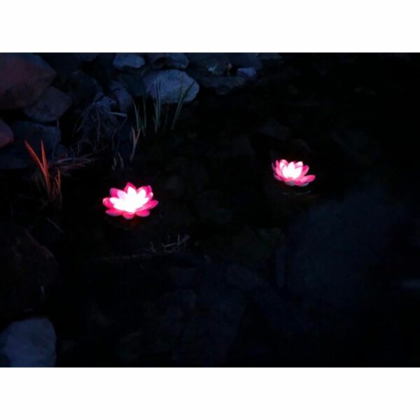 Lampa solara LED de gradina, plutitoare pe apa, floare de nufar roz, 18x18x6cm - Image 4