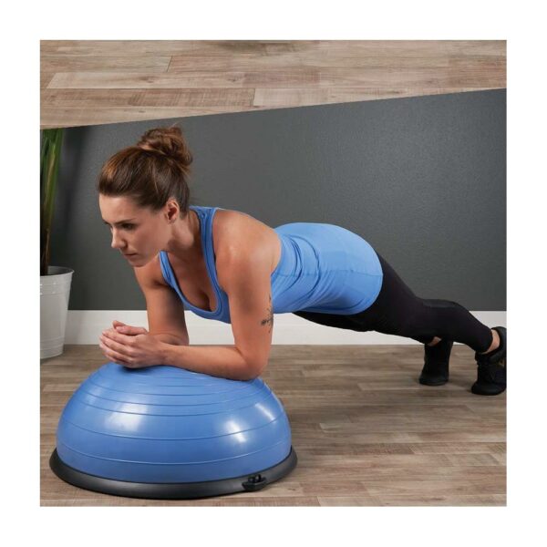 Fitness egyensúlyabda szalagokkal és pumpával, 200 kg, 57x25 cm, kék - Image 8