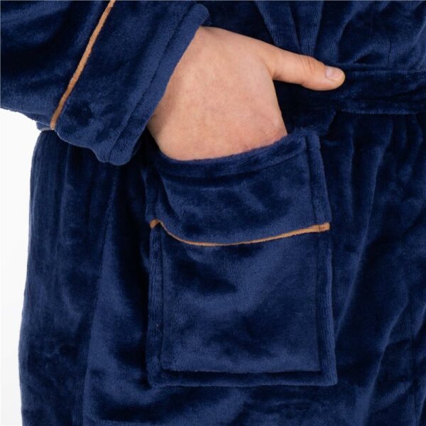 Térdig érő férfi fürdőköpeny, L/XL méret, sötétkék - Image 9