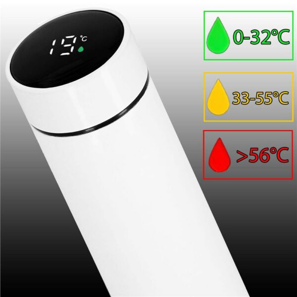 Okos termosz bögre, rozsdamentes acél, LED kijelző, hőmérséklet kijelző, 500ml, 23cm, fehér - Image 9