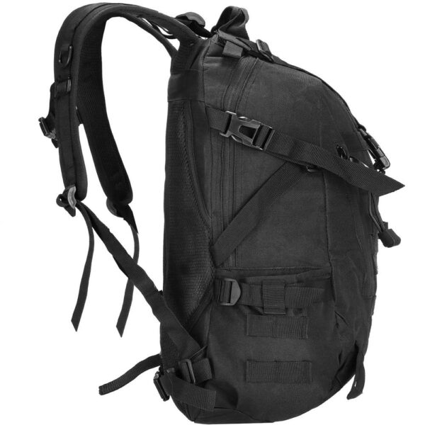 Katonai hátizsák túrázáshoz, hát vastag szellőző béléssel, rekeszes, 40L, fekete - Image 8