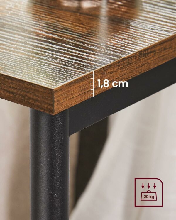 VASAGLE Noptiera cu 3 nivele pentru dormitor, cadru din otel, design industrial, 34x30x58cm, maro rustic - Image 8